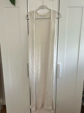 Costes Cotton Cover Up Open Cut Out Sleeveless Cardigan, White Komodo
